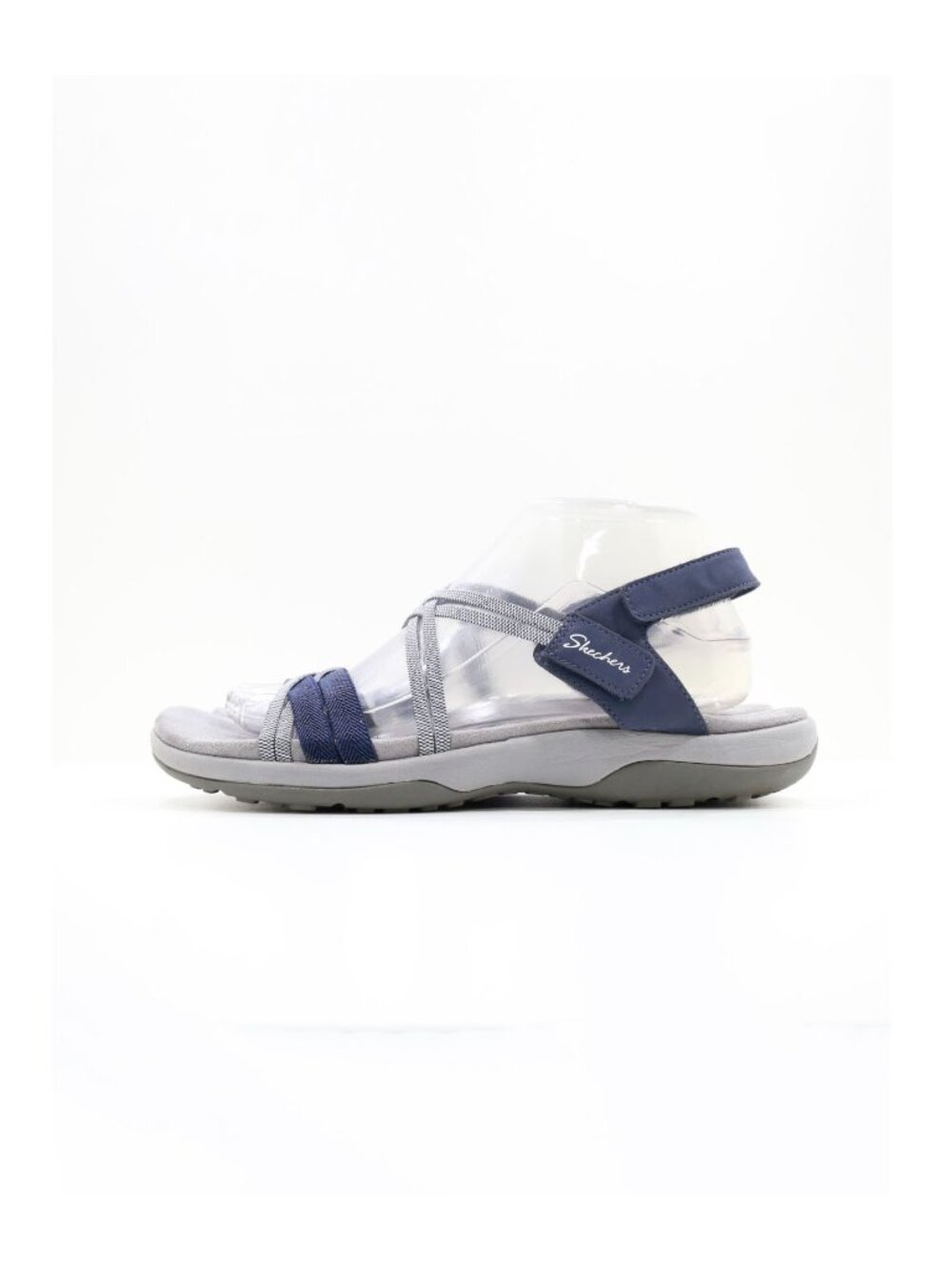 Skechers Reggae Slim Takes Two Blue Strappy Lightweight Flat Sandals - 9